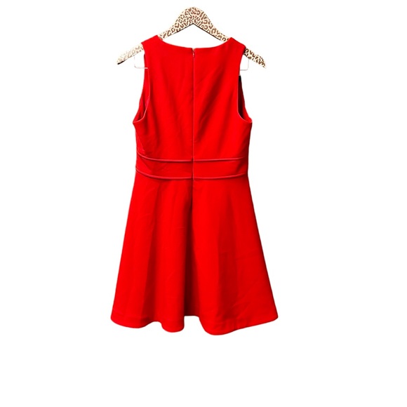 Likely Bunker V-Neck Sleeveless Fit & Flare Skater Mini Dress Scarlet Red 10 - Picture 3 of 15